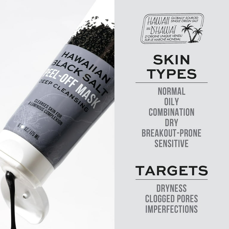 ボディ・フェイスケア WAHL 5540-520 BLACK ICON Freeman Facial Hawaiian Black Salt Peel-Off Mask 6oz (Pack of 3