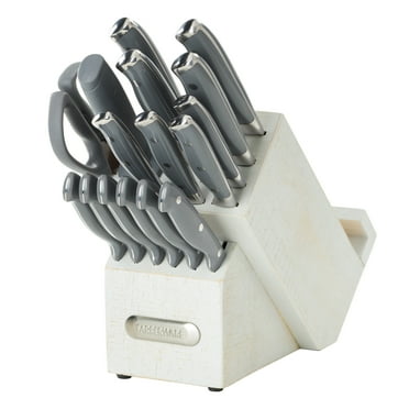 Farberware Professional 17-piece Forged Whitewash Knife Block Set with Built in Universal Tablet Holder