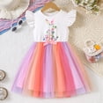 thumbnail image 5 of Girls' Easter Dress Funny Cute Floral Bunny Print Puff Short Sleeve Sash Skirts Lightweight Trendy Casual Comfy Outfits, 5 of 9