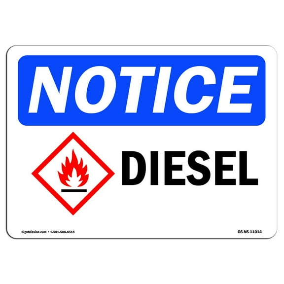 OSHA Notice Sign - Diesel | Plastic Sign | Protect Your Business, Construction Site, Warehouse & Shop Area |  Made in the USA