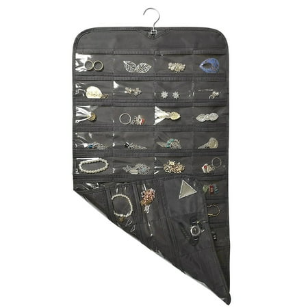White Leather Earring Display Stand - TSV Hanging Jewelry Organizer Bracelet Earring Ring Necklace 80 Pocket Pouch Holder