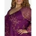 thumbnail image 4 of Terra & Sky Women’s Print Mesh Top with Long-Sleeves, Sizes 1X-4X, 4 of 5