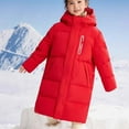 thumbnail image 4 of NAISIBABY Girls Winter Parka, Hooded with Pockets Zip Up Knee Length Kids Thicken Warm Snow Puffer Coat Red 10T, 4 of 8
