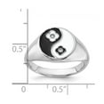 thumbnail image 2 of 925 Sterling Silver Rhodium Plated Enameled Yin Yang Cubic Zirconia Ring Size 7 2.7mm Wide Ring for Women, 2 of 2