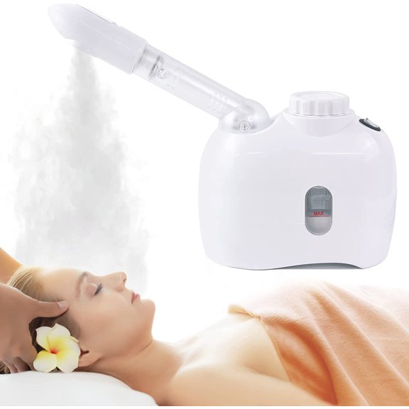 Nano Ionic Face Steamer with 360° Rotatable Sprayer, Portable Facial Steamer for Personal Care Use at Home or Salon - White