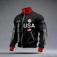 thumbnail image 2 of LNZGNM Men's USA 250th Anniversary Jacket Flag Print Zip Up Jacket Stylish Stand Collar Patriotic 1776-2026 Track Jacket Parade Top,Black XL, 2 of 3