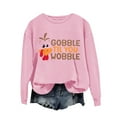 thumbnail image 2 of Pink Womens Sweatshirts Women Gobble You Wobble Shirt Oversized Fall Graphic Pullover Top Going Out Tops for Women, 2 of 4