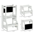 thumbnail image 3 of Qaba 2-in-1 Kids Kitchen Helper Step Stool with Rail Chalkboard Grey, 3 of 9