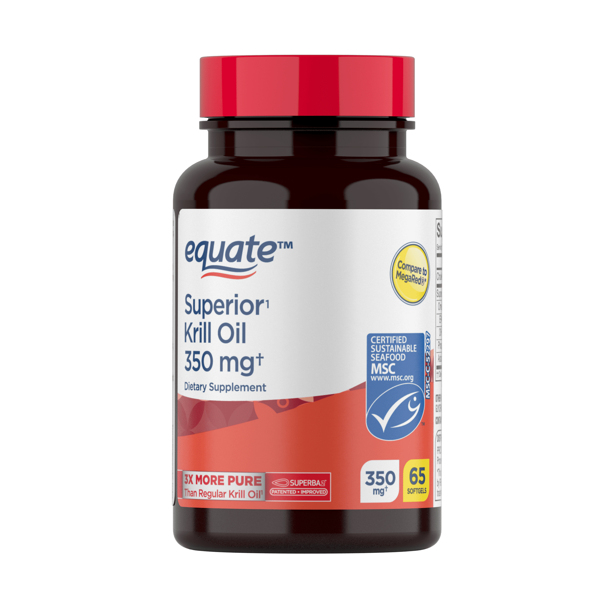 Equate Krill Oil Dietary Supplement, 350 mg, 65 Count, Compare to MegaRed®