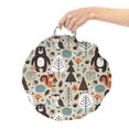 thumbnail image 2 of Cartoon Round Floor Cushion with Handle, Repeating Pattern with Forest Animals and Botany Bear Owl Squirrel, Decorative Pillow for Living Room & Dorms, 18" Round, Grey Yellow Multicolor, by Ambesonne, 2 of 4