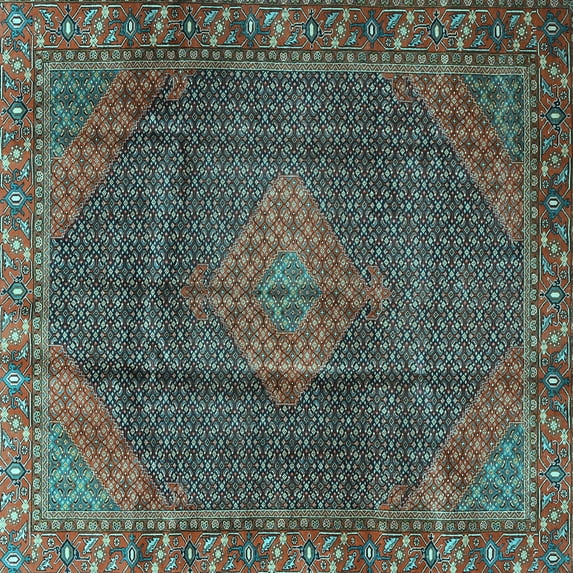 Ahgly Company Indoor Square Persian Light Blue Traditional Area Rugs, 4' Square