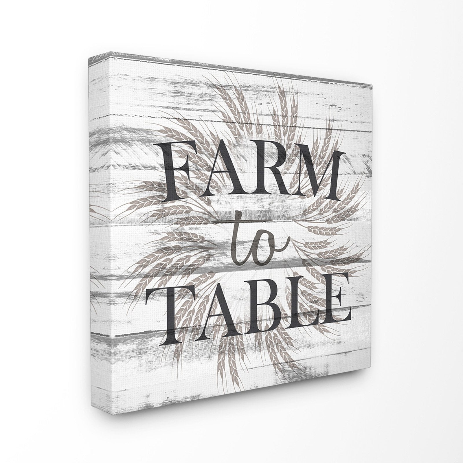 the stupell home decor collection farm to table grey and white planked look framed giclee texturized art, 12 x 1.5 x 12