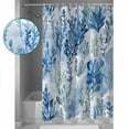 thumbnail image 3 of Small Stall Shower Curtain 48x72 Inch Narrow Half Size Blue Botanical Bath Curtains Bathroom Decor Watercolor Leaf Pastoral Waterproof Fabric Shower Curtain Set with Hooks 48 Inch, 3 of 6