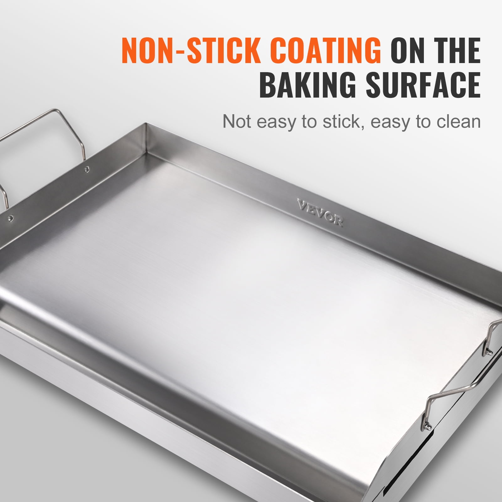 VEVOR Stove Top Griddle, 23.5"x16" Pre-Seasoned Stainless Steel Griddle, Rectangular Double Burner Griddle Pan, Non-Stick Family Pan Cookware with Handles and Oil Groove
