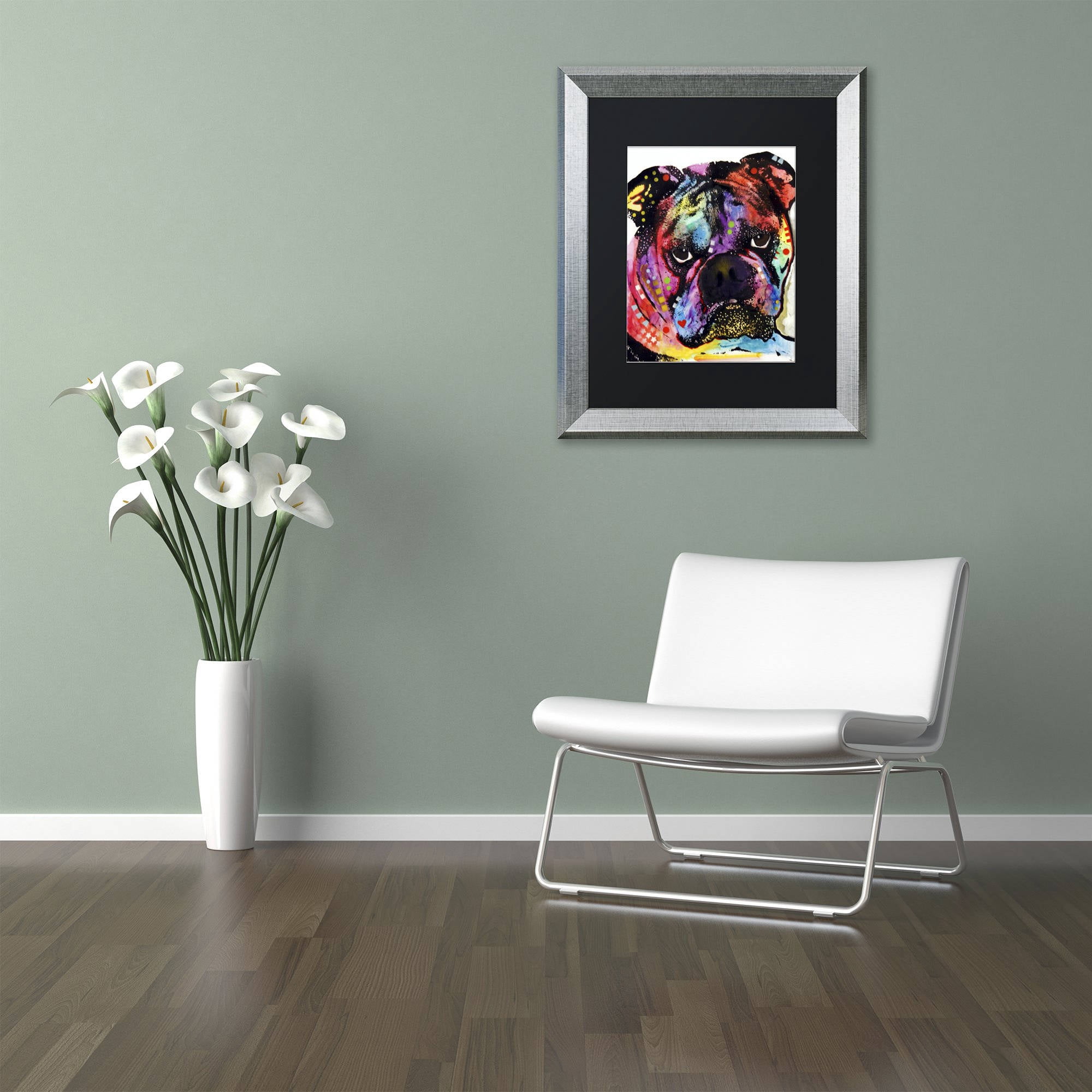 Trademark Fine Art "Bulldog" Canvas Art by Dean Russo, Black Matte, Silver Frame