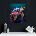thumbnail image 4 of ONETECH Canvas Wall Art Bathroom Coastal Decor Sea Turtle Canvas Picture Framed Ocean Beach Theme Seascape Artwork Green Blue Nautical Animal Starfish Coral Conch Seaweed Canvas Print for Baby Nursery, 4 of 4