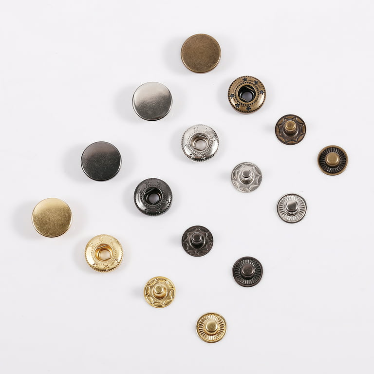 120 Sets 3 Sizes Sew Snap Buttons Metal Snap Fastener Buttons