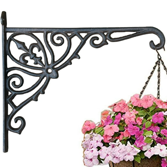Cast Iron Hanging Hook Bracket Wall Hanger 12" Deep Outdoor Indoor Durable Wall Hanging Bracket Hooks for Pots Basket Bird Feeder Wind Chime Lanterms Hanger Hardware Bracket
