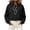 Black, variant on hoksml Women Solid Cropped Drawstring Hoodie Drop Shoulder Long Sleeve Pullover Sweatshirt for Casual Street Daily Wear
