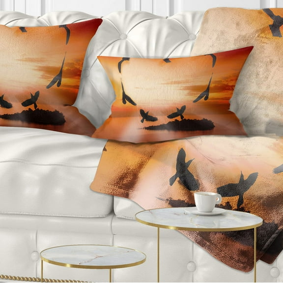 Designart Crow Heart at Sunset - Abstract Throw Pillow - 12x20