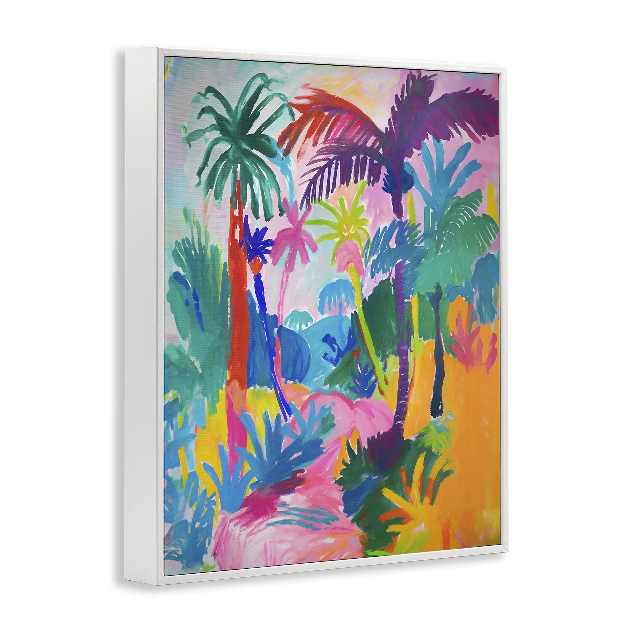 Stupell Industries Bold Palm Paradise Coastal Painting White Framed Art Print Wall Art, 11 x 14