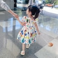 thumbnail image 6 of Summer Kids Baby Girls Graffiti Dress Cute Short Sleeve Backless Dresses Skirt, 6 of 7