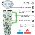 thumbnail image 4 of 40 oz Green Plant Tumbler Insulated Stainless Tumbler,Tropical Plant Travel Coffee Cup Water Botter, Plant Lovers Gifts for Gardeners Plant Lady Women Friends, 4 of 6