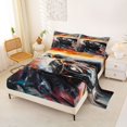 thumbnail image 2 of Castle Fairy Black Race Car Queen Sheet Sets 4 Pieces for Boys, Speed Blur Bed Set for Teen Bedroom, Black and Red, 2 of 6