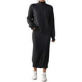thumbnail image 2 of Women'S Two Piece Sweater Skirt Sets Knit Sweater Top Bodycon Skirt 2 Piece Outfits Black S, 2 of 8