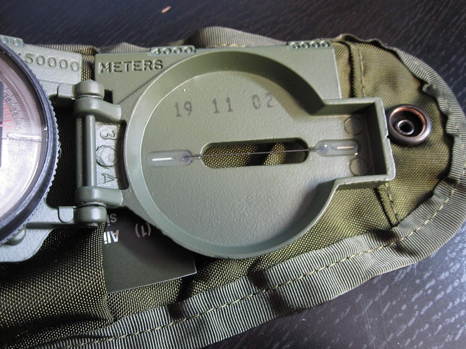 MM Official US Military Phosphorescent Lensatic Compass, Olive Drab Accurate Waterproof Hand Held Compasses with Pouch for Hiking Camping Navigation Survival Backpacking Orienteering, Green
