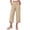 BG34_Khaki, variant on Linen Capri Pants for Women Elastic High Waist Tulip Hem Capris Loose Wide Leg Beach Cropped Trousers with Pockets Navy M
