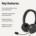thumbnail image 2 of Auriculares con micrófono Amazon Basics con cable, plegables, negros, supraaurales, 2 of 5