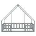 thumbnail image 5 of Bellemave Twin Size Floor Bed Frame, Wooden House Bed Twin Size with Fence, Montessori Bed with Guardrails for Bedroom(Gray), 5 of 9