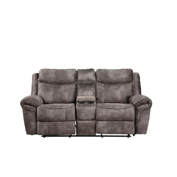 Steve Silver Nashville Faux Suede Glider Reclining Loveseat with Console, Gray