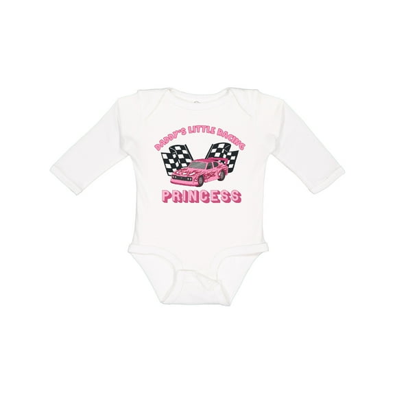 Inktastic Daddy's Racing Princess Pink Race Car Boys or Girls Long Sleeve Baby Bodysuit