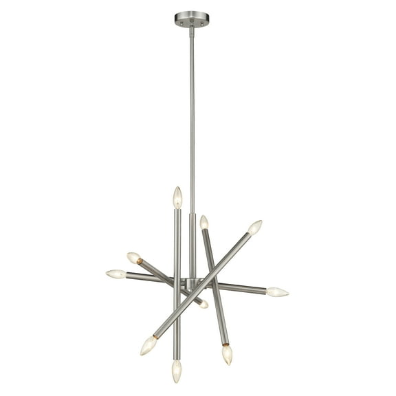 Lighting ADALYNN Transitional 10 Light Brushed Nickel Ceiling Pendant 19" Wide