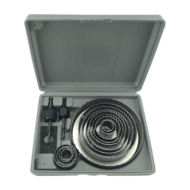 Juego de Placa de instalación de 19-127 mm, herramientas para trabajar la madera, con estuche de almacenamiento de uso general, perforadora Gris
