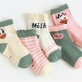 thumbnail image 4 of 5 pares de calcetines para bebés con temática de vaca Estudiantes hasta la rodilla Medias de tubo medio Calcetines de algodón otoño invierno para niños de 3-5 años - Talla M, 4 of 6