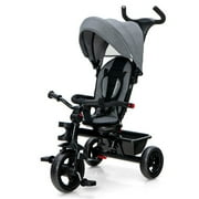 Canddidliike 4-in-1 Baby Tricycle Toddler Trike with Convertible Seat-Gray, Lightweight Stroller for Infant & Toddler