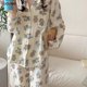 thumbnail image 2 of Pijama japonés con estampado de oso de dibujos animados para Mujer, ropa de dormir bonita, conjunto de 2 piezas, ropa de casa informal, primavera y otoño, 2 of 3