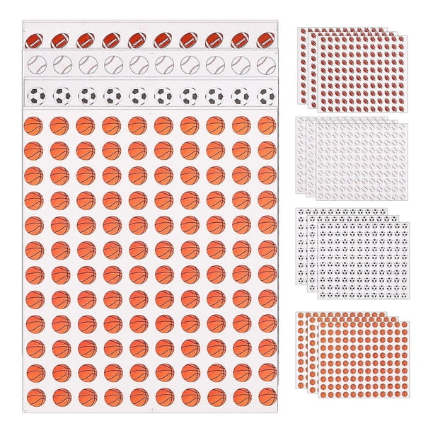 20 Sheets of Self-Adhesive Decals Sports Stickers Birthday Sports Ball Decals Sports Party Decals