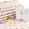 thumbnail image 4 of Jestar Pink & White Wrapping Paper, Star Polka Dot Birthday Gift Wrapping Paper, 3 Rolls - Each Roll 17 x 120 Inch, 4 of 7