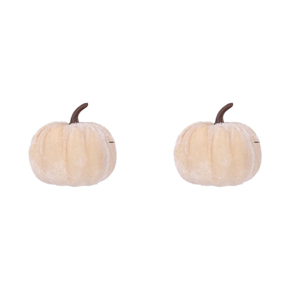 2 Pcs Small Velvet Pumpkins, 3.15X2.76" Fall Pumpkin Ornament, Faux Velvet Foam Fabric Pumpkins Decoration, Table Centerpiece Decor, Thanksgiving Decoration, Fall Decor for Wedding Farmhouse