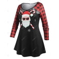 thumbnail image 3 of Conjunto Pijama a Cuadros Diseño Impreso Santa Claus Navidad Papá Noel Rosegal Pijamas y Batas Tallas Grandes, 3 of 5