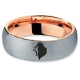 thumbnail image 2 of Tungsten Growling Angry Gorilla Ape Band Ring 7mm Men Women Comfort Fit 18k Rose Gold Dome Brushed Gray Polished, 2 of 4