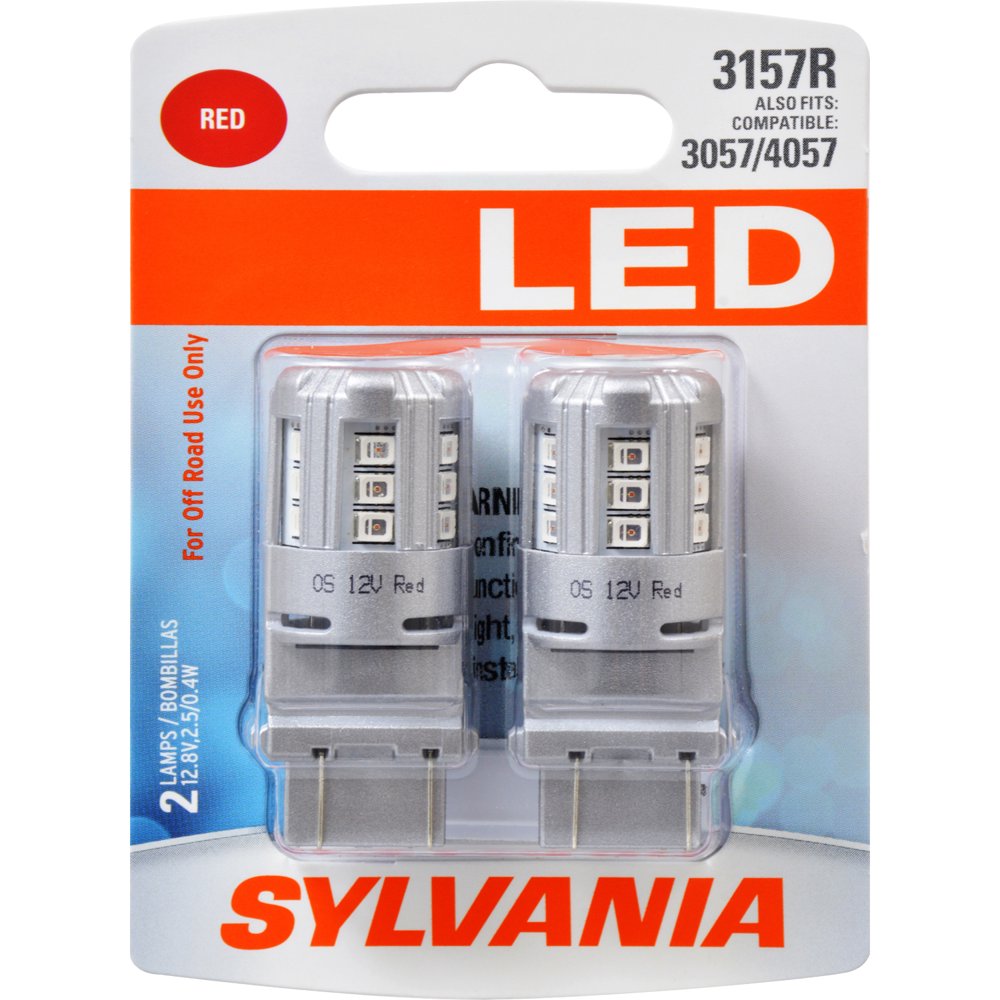 2PK SYLVANIA 3157 Red LED Automotive Bulb
