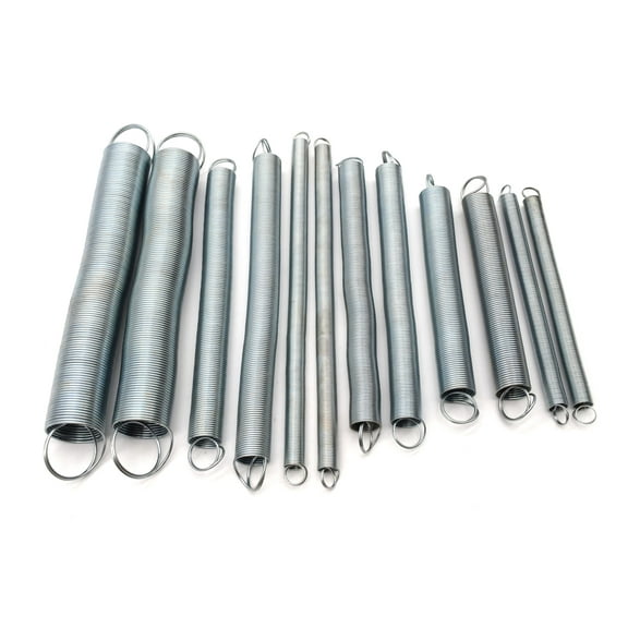 Extension Spring Set, Steel - Set of 12 Springs, 6" - 9" - Looped Ends - Eisco Labs
