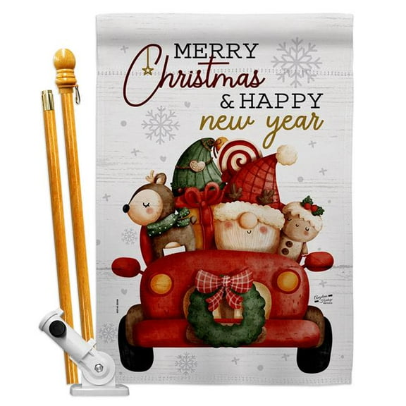 Angeleno Heritage HS130303-BO 28 x 40 in. Santa Ride House Flag Set Wintertime Christmas Double-Sided Decorative Vertical Flags & Decoration Banner Garden Yard Gift