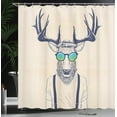 thumbnail image 3 of Cortina de ducha (180cm*200cm astas de ciervo), animales divertidos y frescos, baño de tela con juego de decoración con gancho, 3 of 5