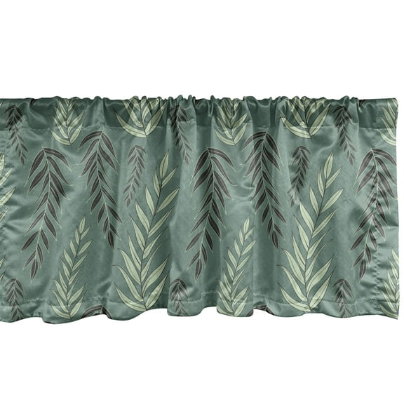 Muted Colors Window Valance, Natural Theme of Ornate Branches Leafy Forest Elements, Curtain Valance for Kitchen Bedroom Decor with Rod Pocket, 54" X 18", Laurel Green Pale Green, by Ambesonne